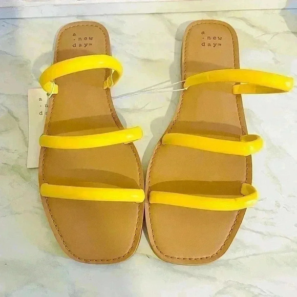 Women's Wren Triple Strap Sandals Yellow - A New Day - Size 8.5 - Picture 6 of 8